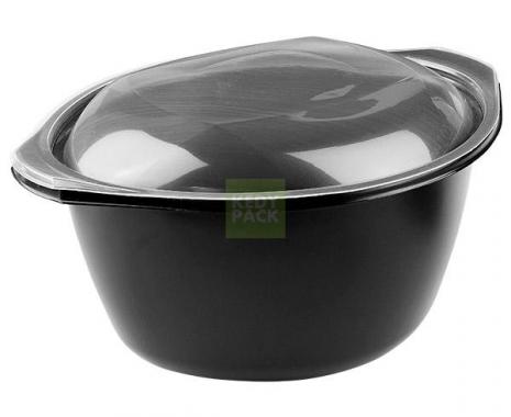 Cookipack LARGE 1,250ml 3 COMPARTMENT Black microwavable container and lids  ## NEW ##