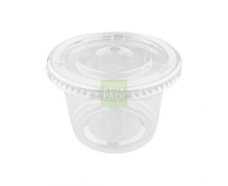 Couvercle plat fermé pour pot à dessert plastique transparent