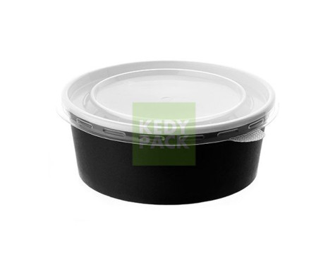 Bol noir, couvercle PP grande taille