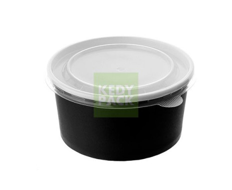 Bol noir, couvercle PP grande taille