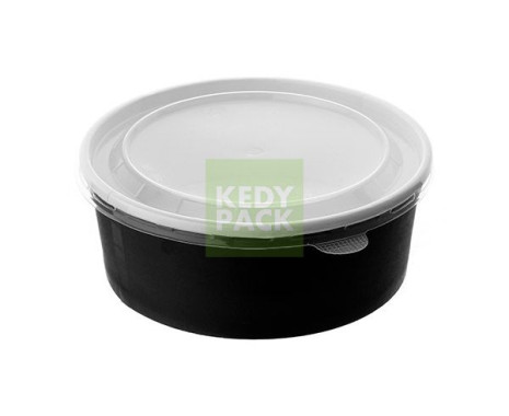 Bol noir, couvercle PP grande taille