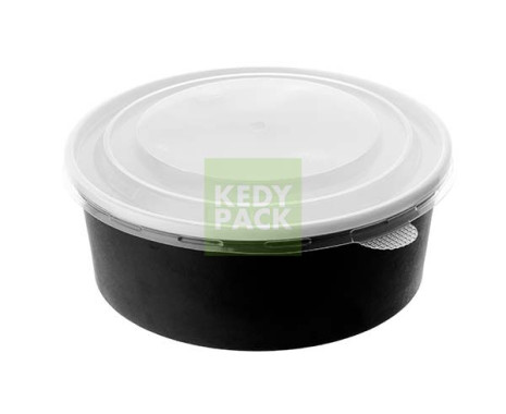 Bol noir, couvercle PP grande taille