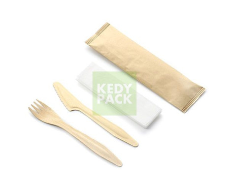 Kit couvert en bois avec poche