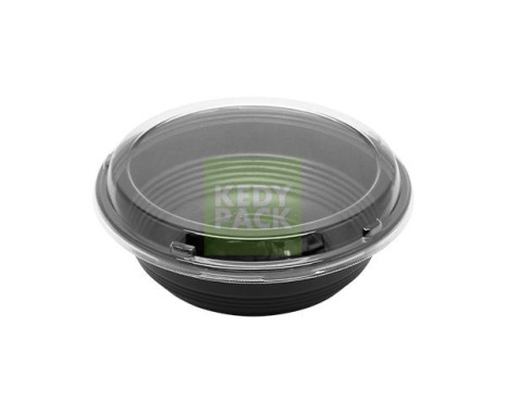 Bol rond noir micro-ondable, couvercle