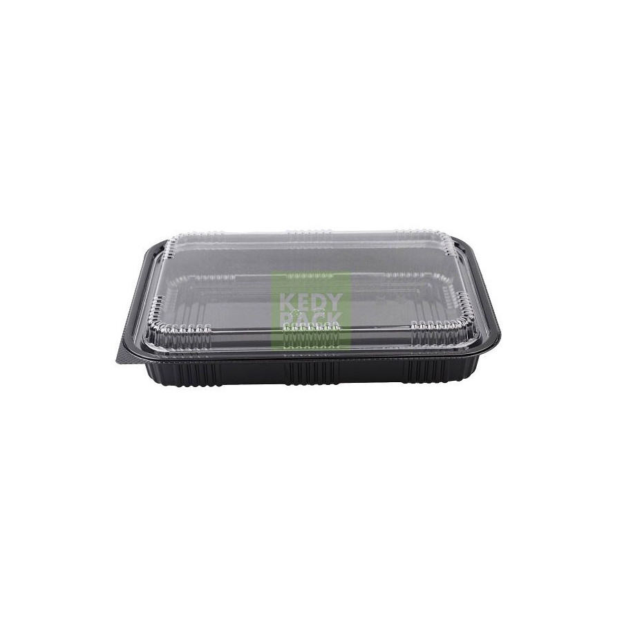 Barquette noire à sushi et couvercle
