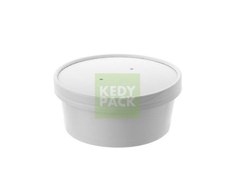Bol rond blanc, couvercle carton