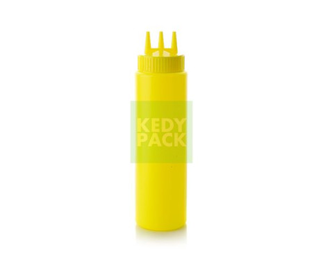 Flacon à sauce jaune à 3 têtes