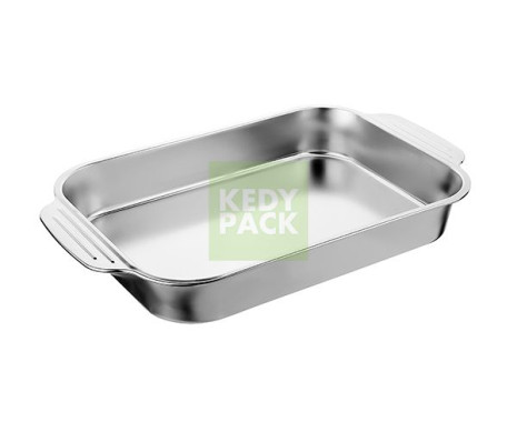 Plat en Inox Rect. avec Poigné 6cm