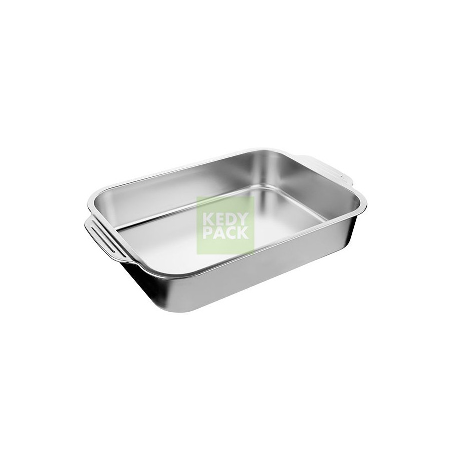 Plat en Inox Rect. avec Poigné 9cm