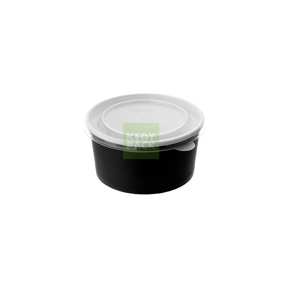 Bol noir, couvercle PP grande taille Bol noir, couvercle PP grande taille