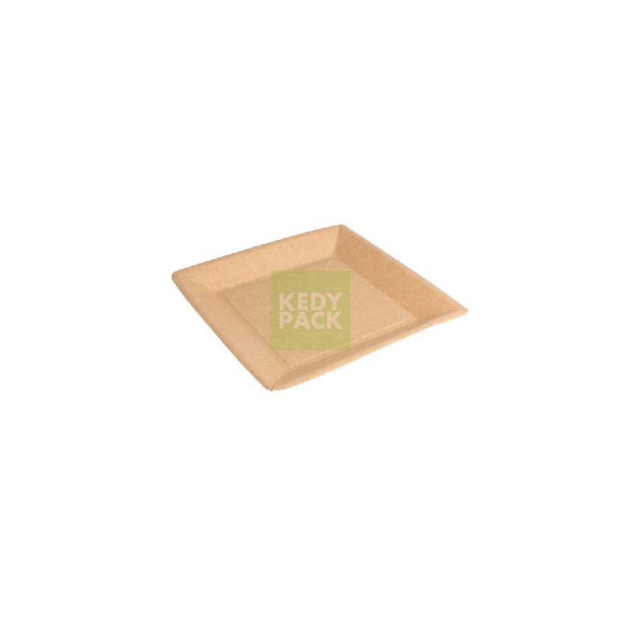 Assiette carrée en carton kraft