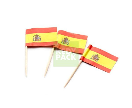 Pic en bois avec petits drapeaux