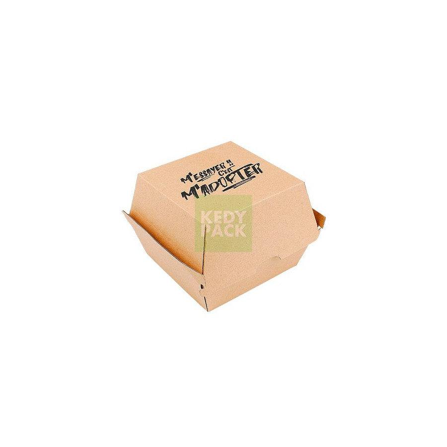 Boîte à burger kraft avec slogan