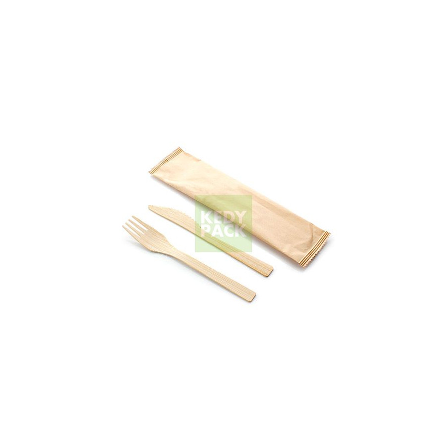 Kit couvert en bambou avec pochette Kit couvert en bambou avec pochette
