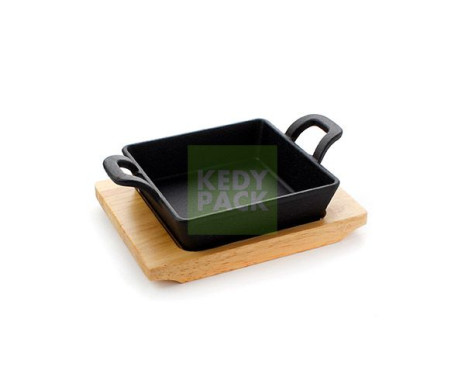 Couvert en fonte et plateau en bois