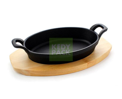 Couvert en fonte et plateau en bois