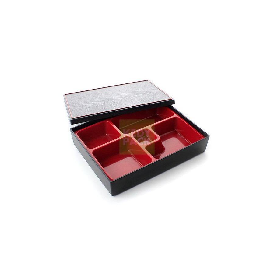 Boîte bento 5 compar. motif bois