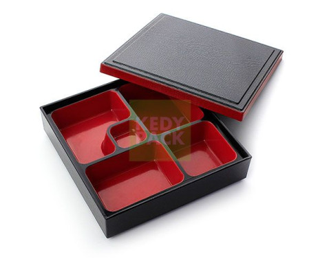 Boîte bento 5 compar. motif bois