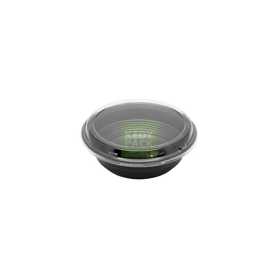 Bol rond noir micro-ondable, couvercle