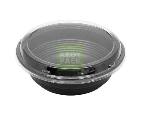 Bol rond noir micro-ondable, couvercle
