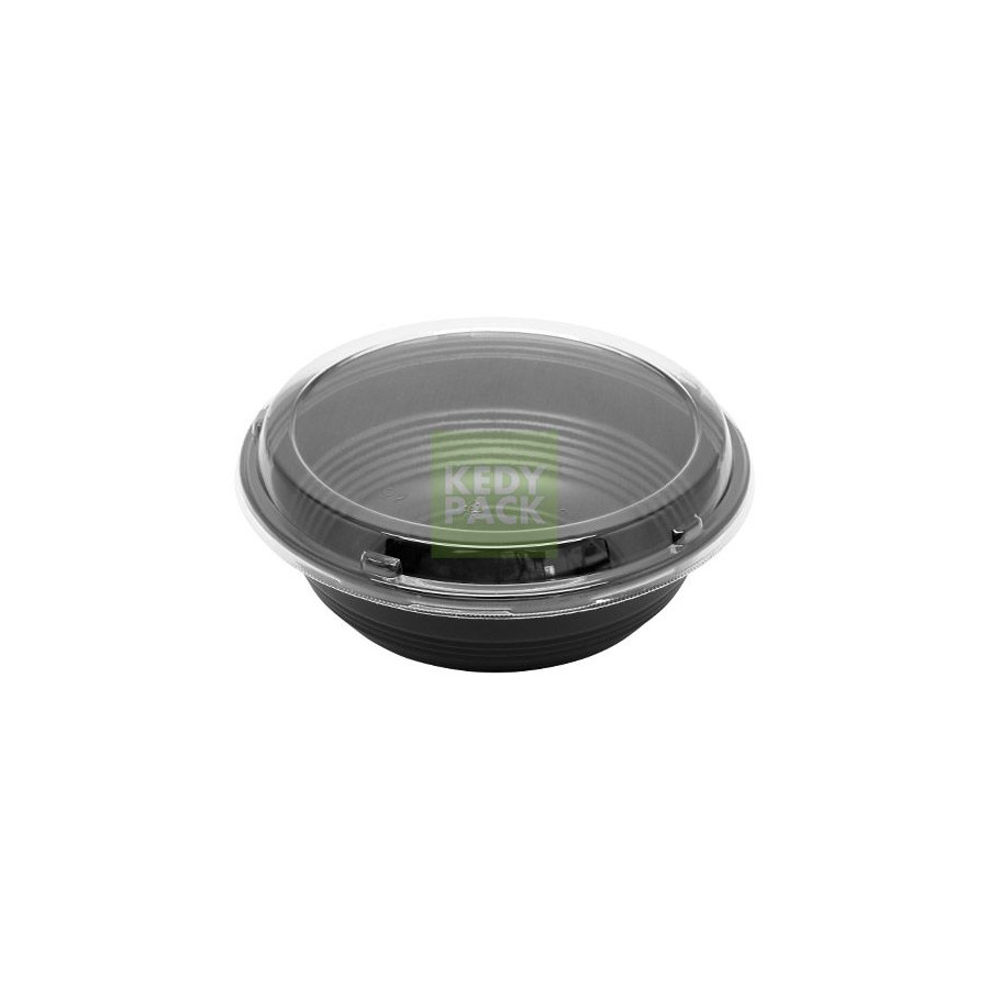 Bol rond noir micro-ondable, couvercle