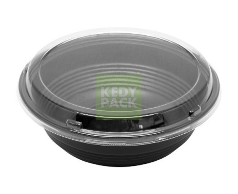 Bol rond noir micro-ondable, couvercle