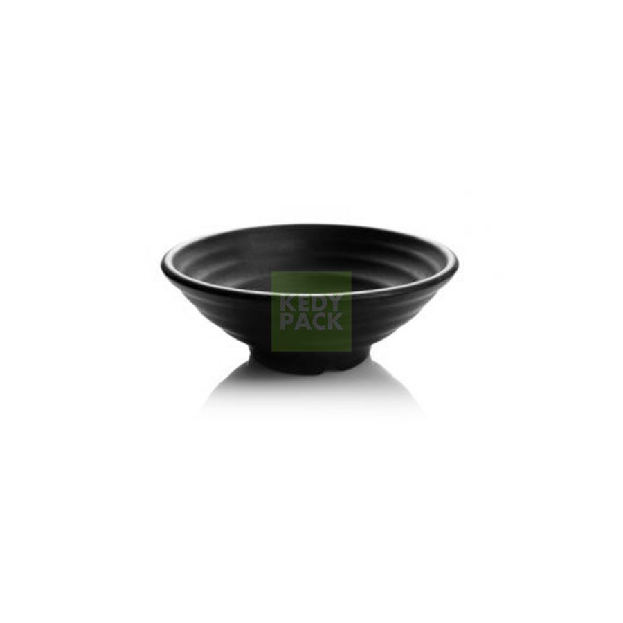 Bol noir plastique réutilisable rayé