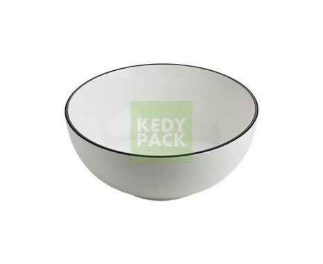 Vaisselle blanche avec bord noir