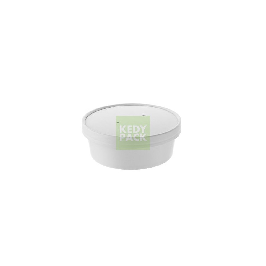 Bol rond blanc, couvercle carton