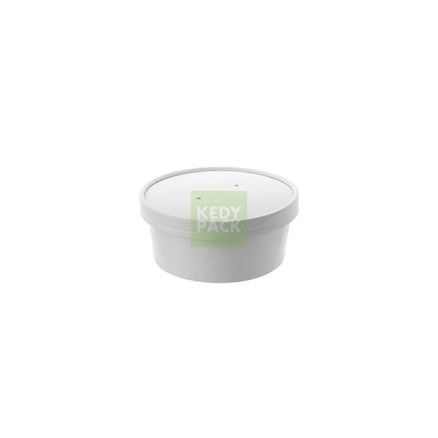 Bol rond blanc, couvercle carton