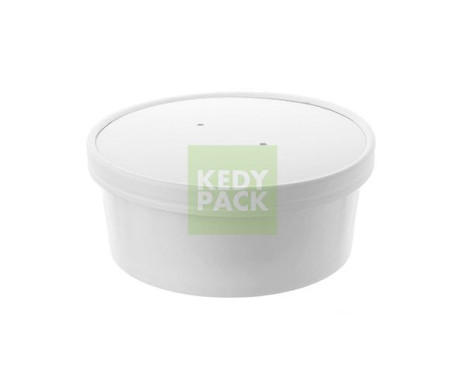 Bol rond blanc, couvercle carton