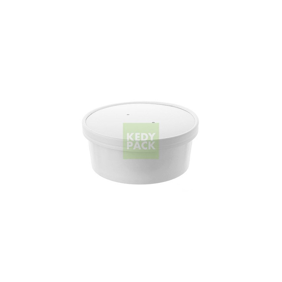 Bol rond blanc, couvercle carton Bol rond blanc, couvercle carton