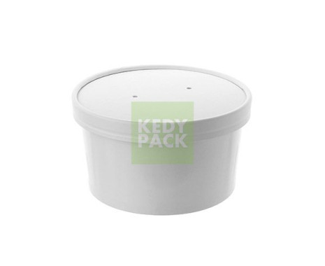 Bol rond blanc, couvercle carton