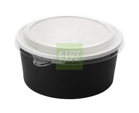Bol rond noir carton, couvercle grand