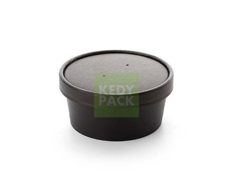 Bol rond carton noir, couvercle carton