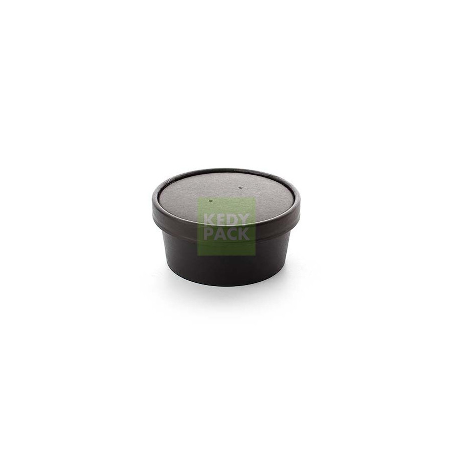 Bol rond carton noir, couvercle carton Bol rond carton noir, couvercle carton