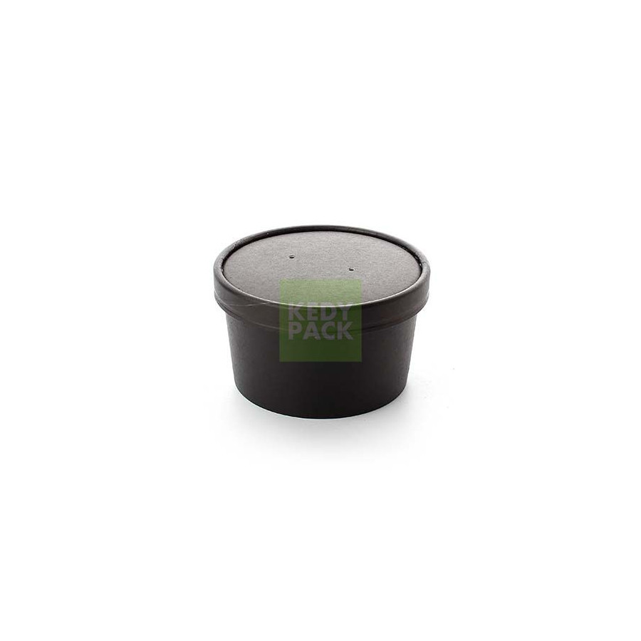 Bol rond carton noir, couvercle carton Bol rond carton noir, couvercle carton
