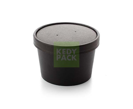 Bol rond carton noir, couvercle carton