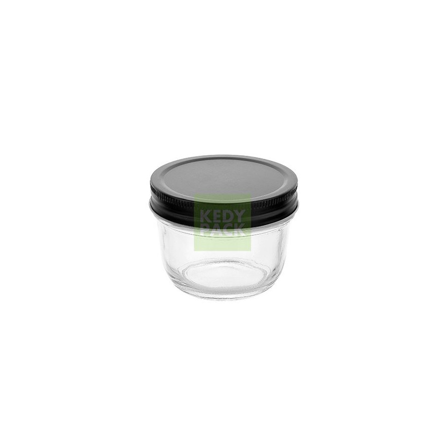Bocal en verre avec couvercle noir