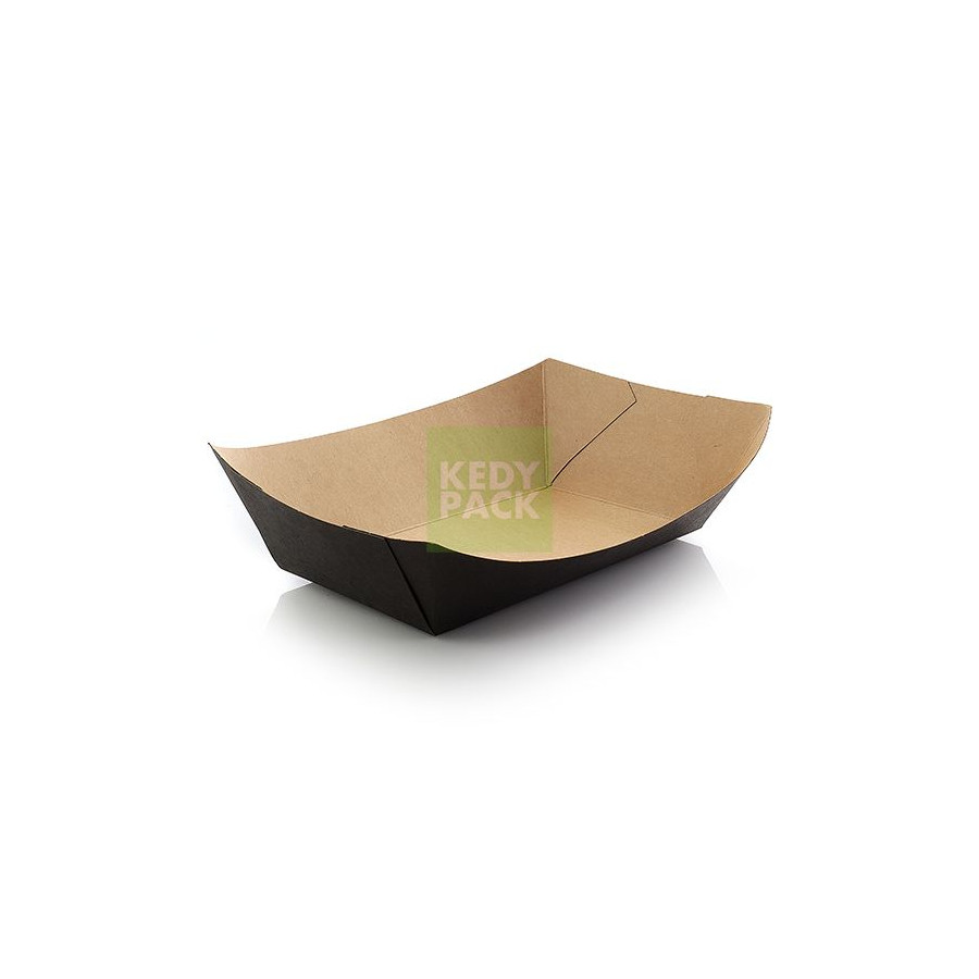 Barquette Bateau noir extérieur kraft Barquette Bateau noir extérieur kraft