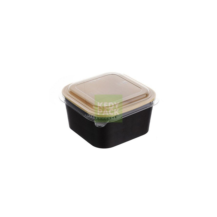 Boîte Carrée + couvercle PET - NOIR