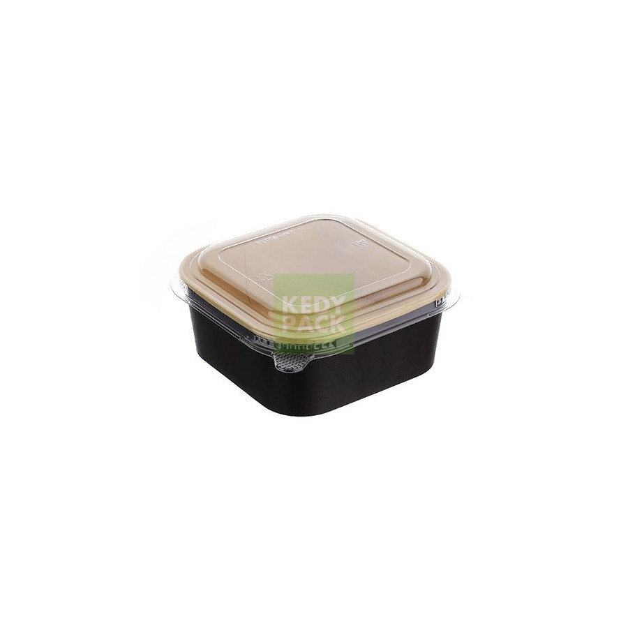 Boîte Carrée + couvercle PET - NOIR