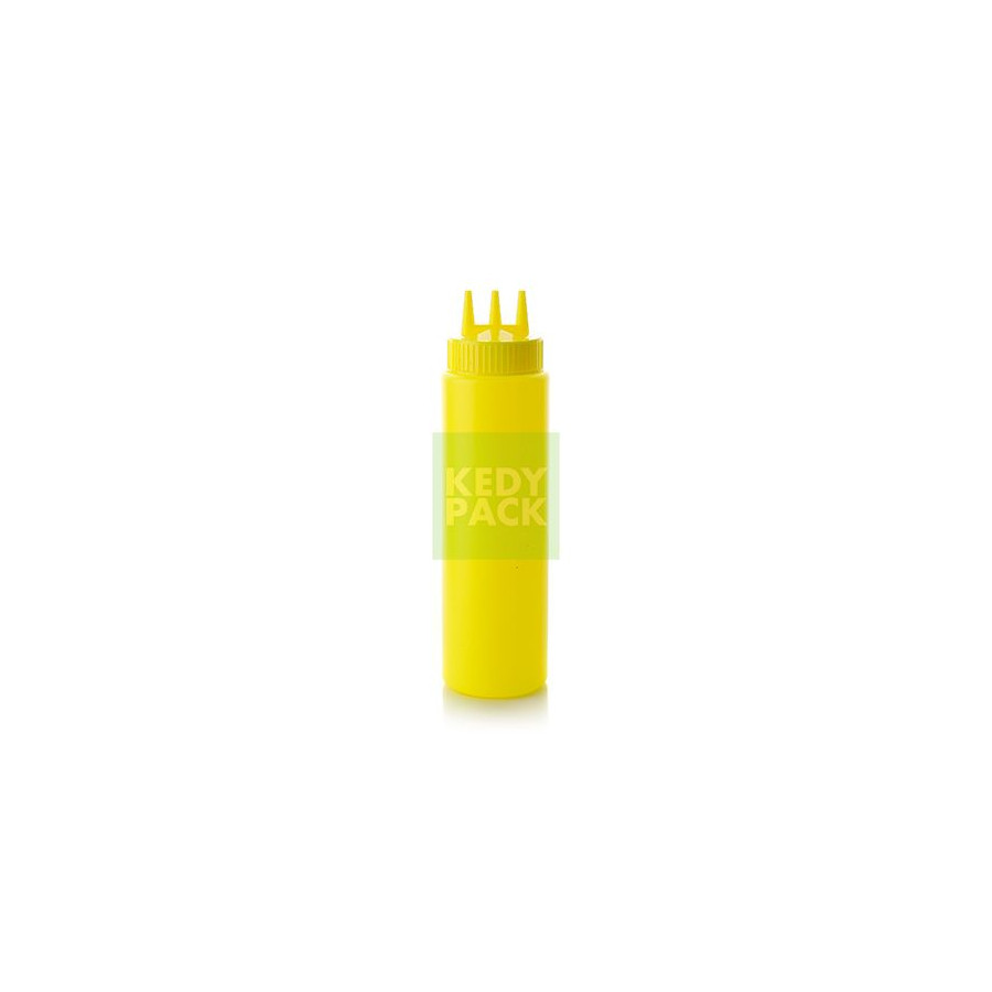 Flacon à sauce jaune à 3 têtes