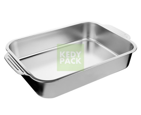 Plat en Inox Rect. avec Poigné 9cm