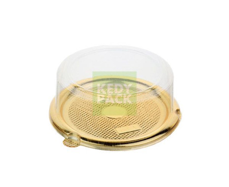 Boîte Ronde à Gâteau dorée et  Cloche