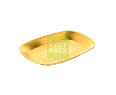Plateau oval en inox or