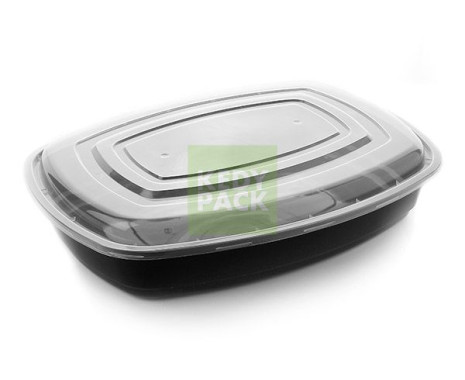 Barquette noire ovale avec couvercle