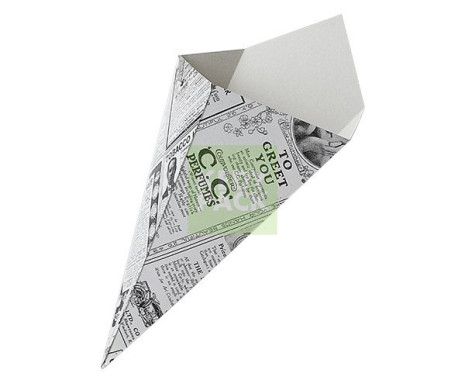 Cornet frite imprimé journal